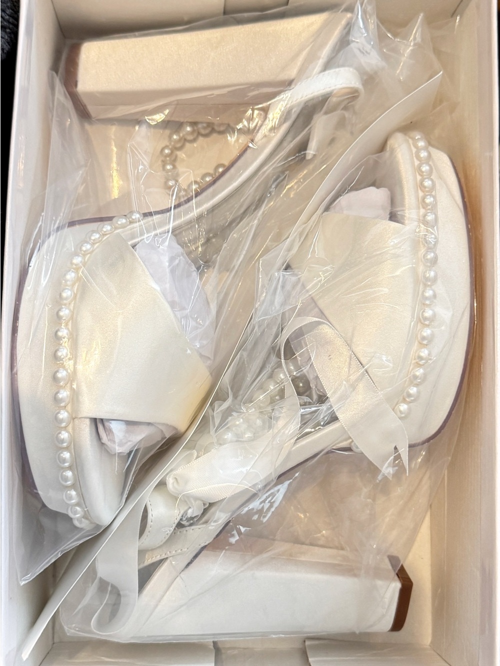 Ivory Pearl Bridal Platform Heels Wedding Shoes 8.5 NIB